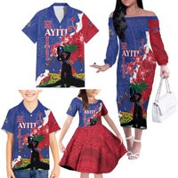 Personalised Haiti Le Marron Inconnu Family Matching Off The Shoulder Long Sleeve Dress and Hawaiian Shirt Dashiki Mix Polynesian Pattern