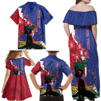 Personalised Haiti Le Marron Inconnu Family Matching Off Shoulder Maxi Dress and Hawaiian Shirt Dashiki Mix Polynesian Pattern
