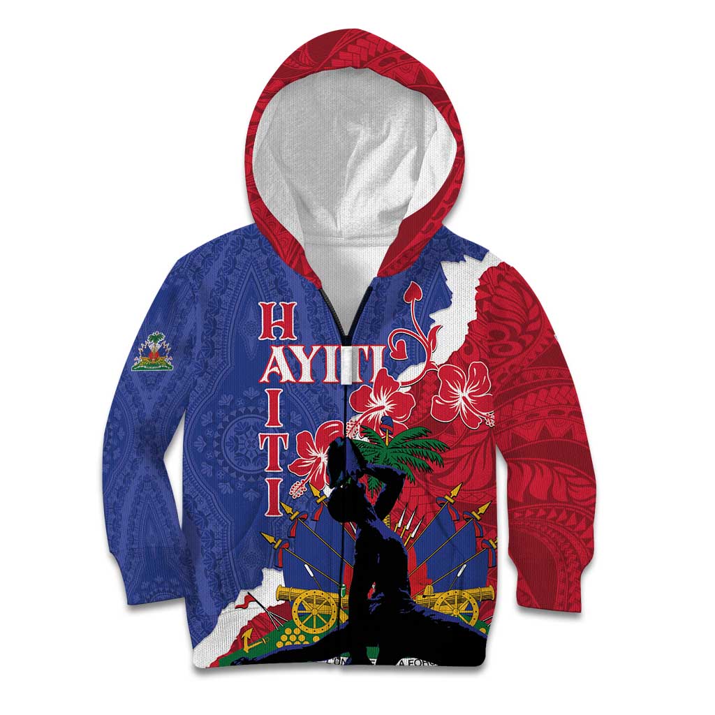 Personalised Haiti Le Marron Inconnu Kid Hoodie Dashiki Mix Polynesian Pattern