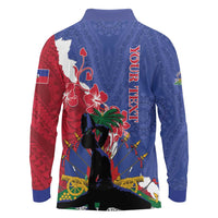 Personalised Haiti Le Marron Inconnu Long Sleeve Polo Shirt Dashiki Mix Polynesian Pattern