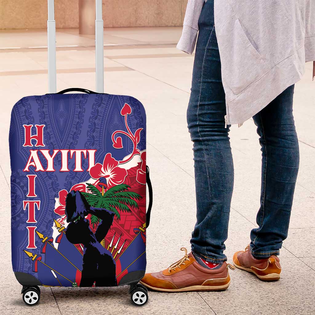 Haiti Le Marron Inconnu Luggage Cover Dashiki Mix Polynesian Pattern LT01 Blue - Polynesian Pride