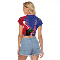 Personalised Haiti Le Marron Inconnu Raglan Cropped T Shirt Dashiki Mix Polynesian Pattern