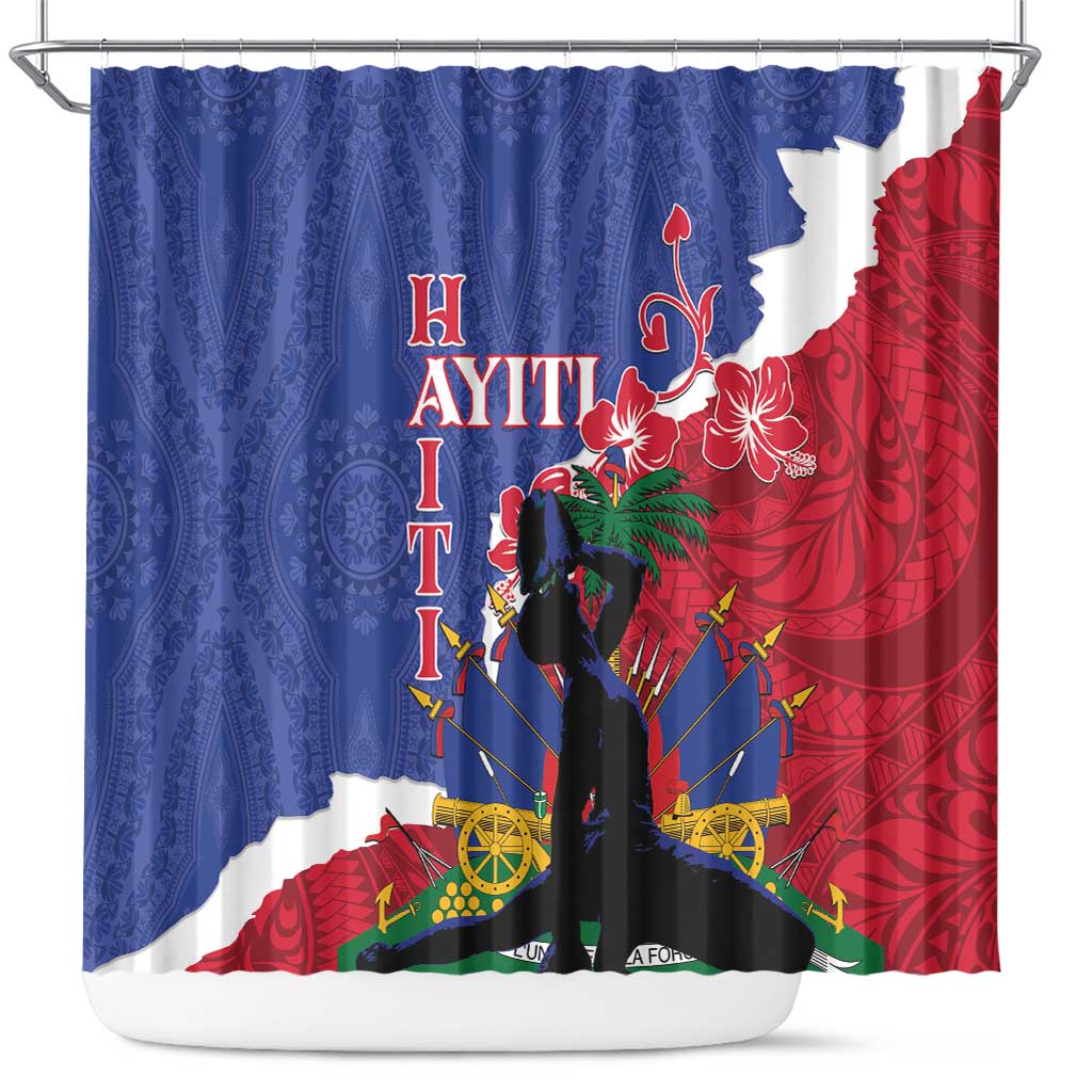 Haiti Le Marron Inconnu Shower Curtain Dashiki Mix Polynesian Pattern LT01 Blue - Polynesian Pride