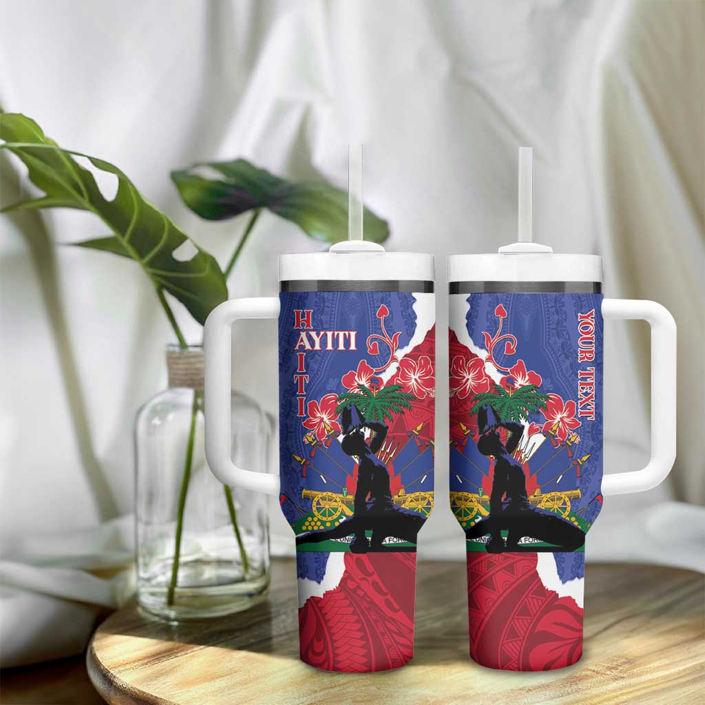 Personalised Haiti Le Marron Inconnu Tumbler With Handle Dashiki Mix Polynesian Pattern
