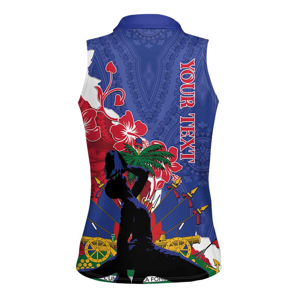 Personalised Haiti Le Marron Inconnu Women Sleeveless Polo Shirt Dashiki Mix Polynesian Pattern