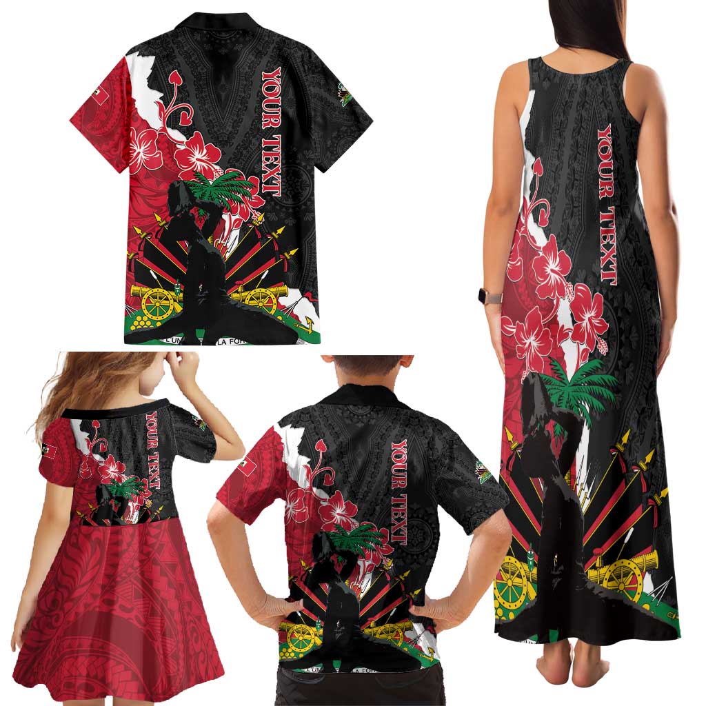 Personalised Ayiti Neg Marron Family Matching Tank Maxi Dress and Hawaiian Shirt Dashiki Mix Polynesian Pattern