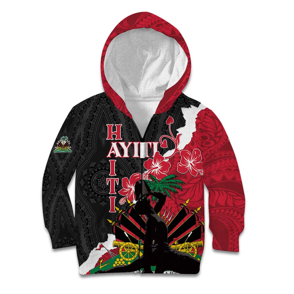 Personalised Ayiti Neg Marron Kid Hoodie Dashiki Mix Polynesian Pattern