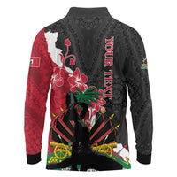 Personalised Ayiti Neg Marron Long Sleeve Polo Shirt Dashiki Mix Polynesian Pattern