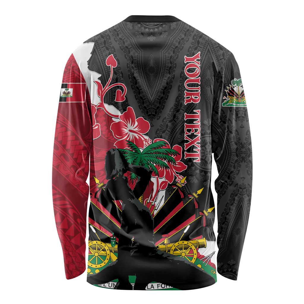 Personalised Ayiti Neg Marron Long Sleeve Shirt Dashiki Mix Polynesian Pattern