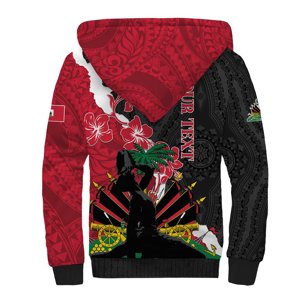 Personalised Ayiti Neg Marron Sherpa Hoodie Dashiki Mix Polynesian Pattern