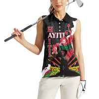 Personalised Ayiti Neg Marron Women Sleeveless Polo Shirt Dashiki Mix Polynesian Pattern