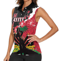 Personalised Ayiti Neg Marron Women Sleeveless Polo Shirt Dashiki Mix Polynesian Pattern