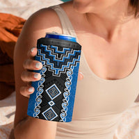 Blue Niho Taniwha Mix Poutama 4 in 1 Can Cooler Tumbler Unique Taniko Aotearoa LT01 - Polynesian Pride