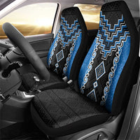 Blue Niho Taniwha Mix Poutama Car Seat Cover Unique Taniko Aotearoa