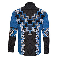 Blue Niho Taniwha Mix Poutama Family Matching Tank Maxi Dress and Hawaiian Shirt Unique Taniko Aotearoa