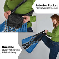 Blue Niho Taniwha Mix Poutama Grocery Bag Unique Taniko Aotearoa