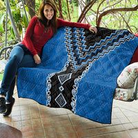 Blue Niho Taniwha Mix Poutama Quilt Unique Taniko Aotearoa