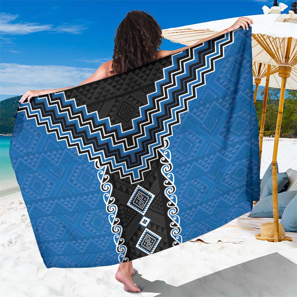 Blue Niho Taniwha Mix Poutama Sarong Unique Taniko Aotearoa LT01 One Size 44 x 66 inches Blue - Polynesian Pride