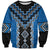 Blue Niho Taniwha Mix Poutama Sweatshirt Unique Taniko Aotearoa