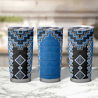 Blue Niho Taniwha Mix Poutama Tumbler Cup Unique Taniko Aotearoa
