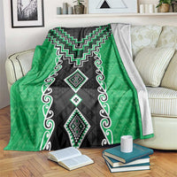 Green Niho Taniwha Mix Poutama Blanket Unique Taniko Aotearoa