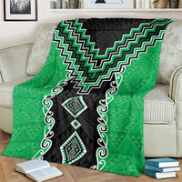 Green Niho Taniwha Mix Poutama Blanket Unique Taniko Aotearoa