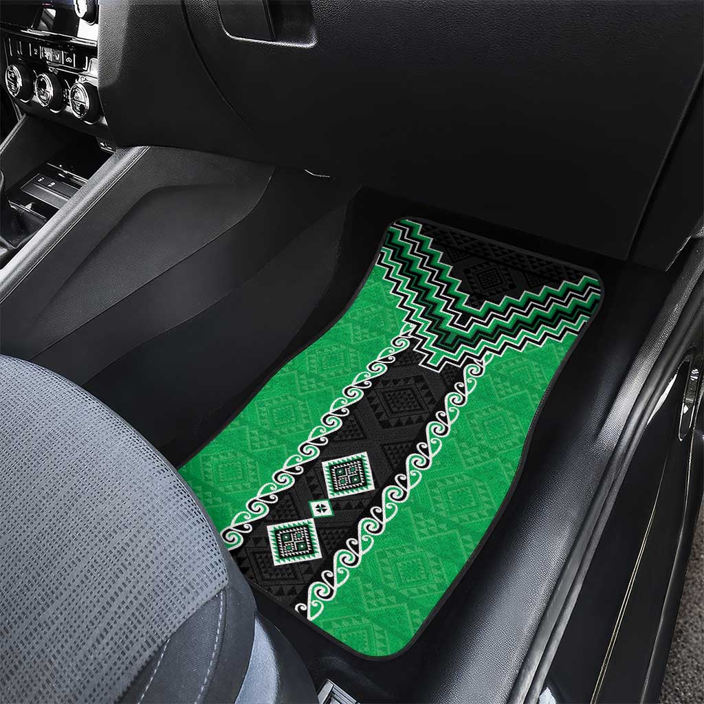 Green Niho Taniwha Mix Poutama Car Mats Unique Taniko Aotearoa
