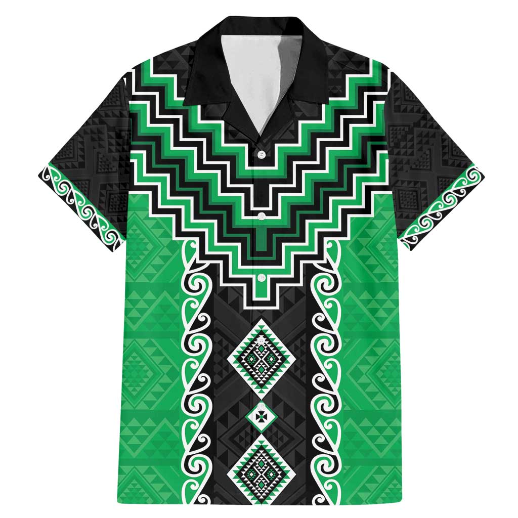 Green Niho Taniwha Mix Poutama Family Matching Mermaid Dress and Hawaiian Shirt Unique Taniko Aotearoa