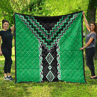 Green Niho Taniwha Mix Poutama Quilt Unique Taniko Aotearoa
