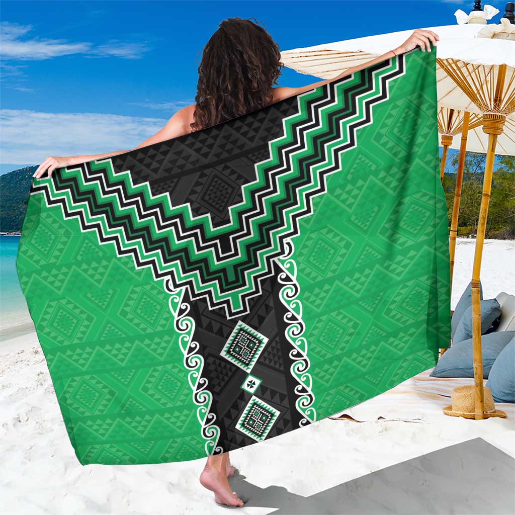 Green Niho Taniwha Mix Poutama Sarong Unique Taniko Aotearoa LT01 One Size 44 x 66 inches Green - Polynesian Pride