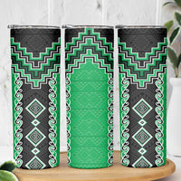 Green Niho Taniwha Mix Poutama Skinny Tumbler Unique Taniko Aotearoa LT01 - Polynesian Pride