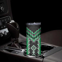 Green Niho Taniwha Mix Poutama Skinny Tumbler Unique Taniko Aotearoa LT01 - Polynesian Pride