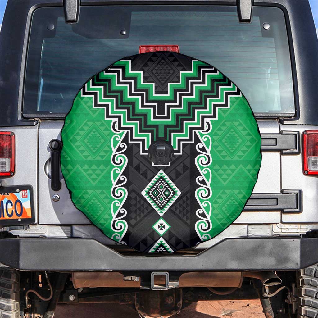 Green Niho Taniwha Mix Poutama Spare Tire Cover Unique Taniko Aotearoa LT01 Green - Polynesian Pride