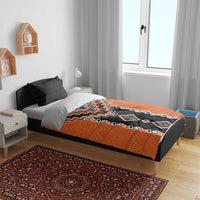 Orange Niho Taniwha Mix Poutama Bedding Set Unique Taniko Aotearoa