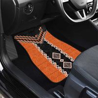 Orange Niho Taniwha Mix Poutama Car Mats Unique Taniko Aotearoa