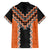 Orange Niho Taniwha Mix Poutama Family Matching Off The Shoulder Long Sleeve Dress and Hawaiian Shirt Unique Taniko Aotearoa