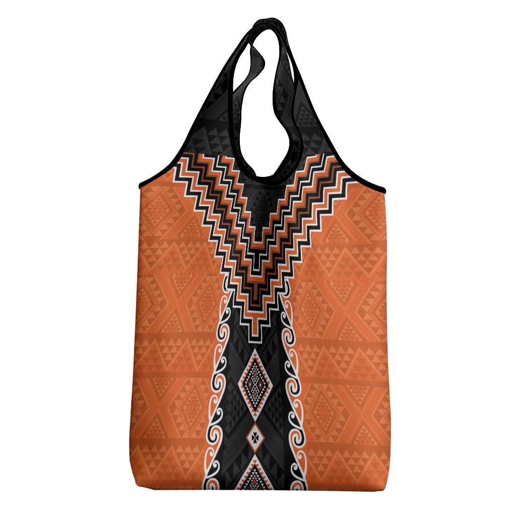 Orange Niho Taniwha Mix Poutama Grocery Bag Unique Taniko Aotearoa