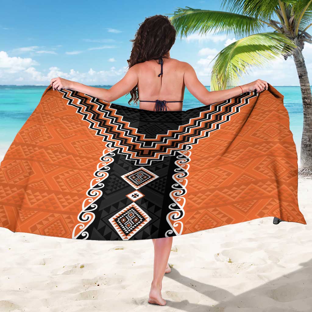 Orange Niho Taniwha Mix Poutama Sarong Unique Taniko Aotearoa
