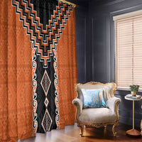 Orange Niho Taniwha Mix Poutama Window Curtain Unique Taniko Aotearoa
