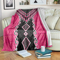 Pink Niho Taniwha Mix Poutama Blanket Unique Taniko Aotearoa