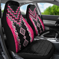 Pink Niho Taniwha Mix Poutama Car Seat Cover Unique Taniko Aotearoa