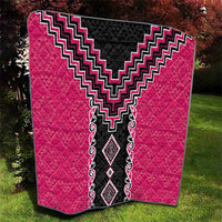 Pink Niho Taniwha Mix Poutama Quilt Unique Taniko Aotearoa