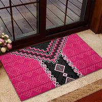 Pink Niho Taniwha Mix Poutama Rubber Doormat Unique Taniko Aotearoa