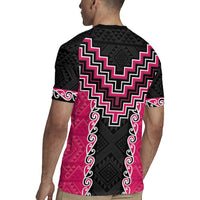 Pink Niho Taniwha Mix Poutama Rugby Jersey Unique Taniko Aotearoa