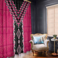 Pink Niho Taniwha Mix Poutama Window Curtain Unique Taniko Aotearoa