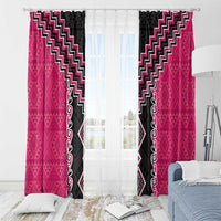 Pink Niho Taniwha Mix Poutama Window Curtain Unique Taniko Aotearoa
