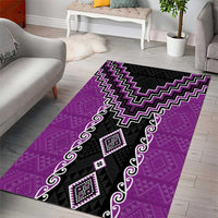 Purple Niho Taniwha Mix Poutama Area Rug Unique Taniko Aotearoa