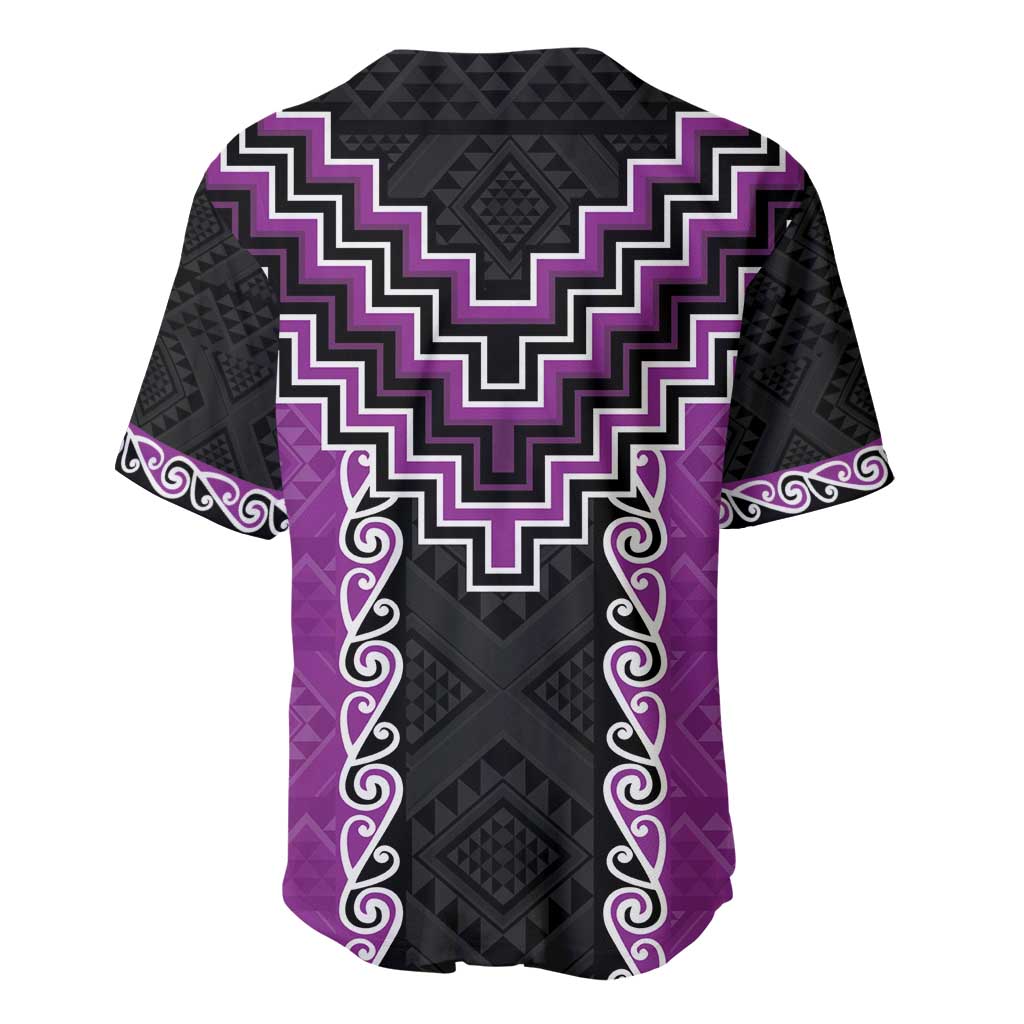 Purple Niho Taniwha Mix Poutama Baseball Jersey Unique Taniko Aotearoa