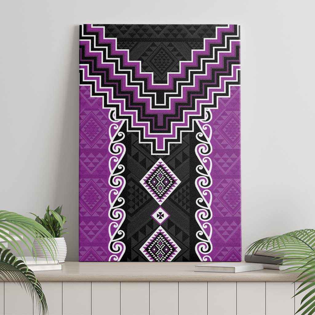 Purple Niho Taniwha Mix Poutama Canvas Wall Art Unique Taniko Aotearoa LT01 - Polynesian Pride