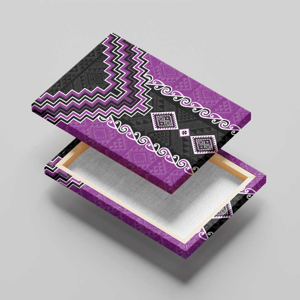 Purple Niho Taniwha Mix Poutama Canvas Wall Art Unique Taniko Aotearoa LT01 - Polynesian Pride
